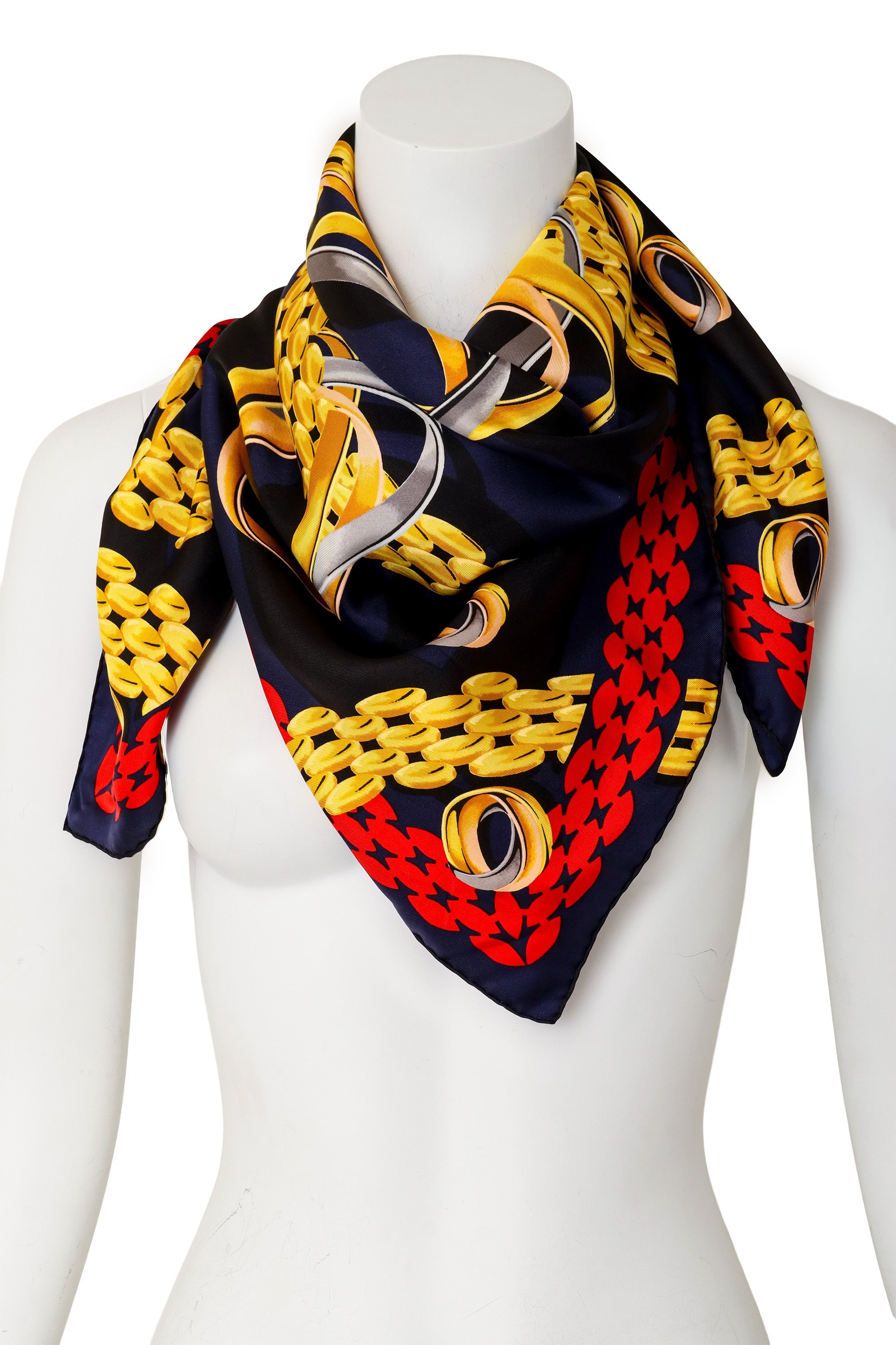 Rina Women's Silk Scarf | 100% Silk, Vintage Chainlink Print - 2