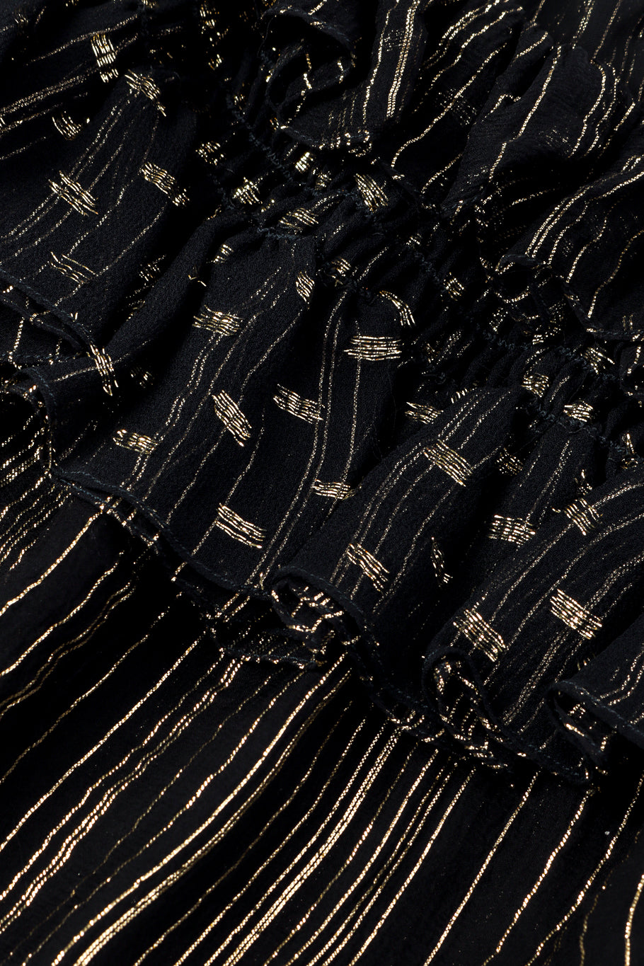 Rina Women's Skirt Set | Metallic Ruffled Design, Midi Length, Black and Gold Stripes - 6