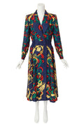Evelyn Women's Shirtdress | 100% Silk, Vintage Equestrian Print - 1