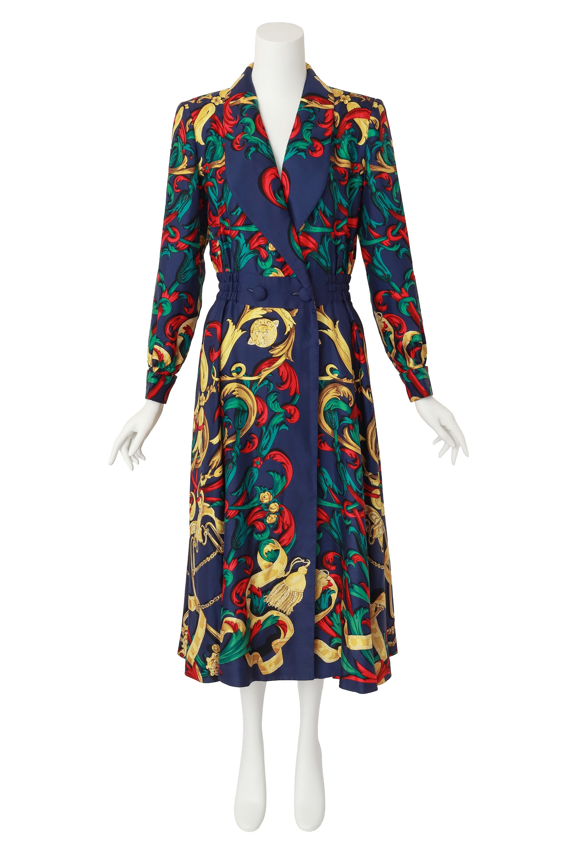 Evelyn Women's Shirtdress | 100% Silk, Vintage Equestrian Print - 1