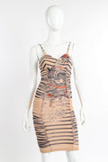 Soleil Women's Bodycon Dress | Vintage Tattoo Print, Ruched Design - 1