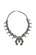 Tara Women's Squash Blossom Necklace | Authentic Turquoise, 12 Pendant Design - 1