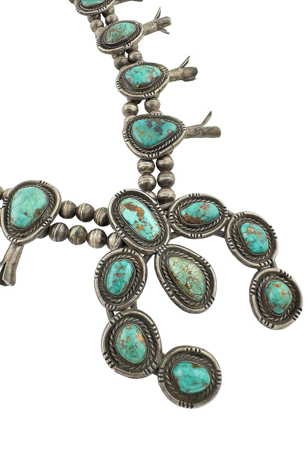 Tara Women's Squash Blossom Necklace | Authentic Turquoise, 12 Pendant Design - 2