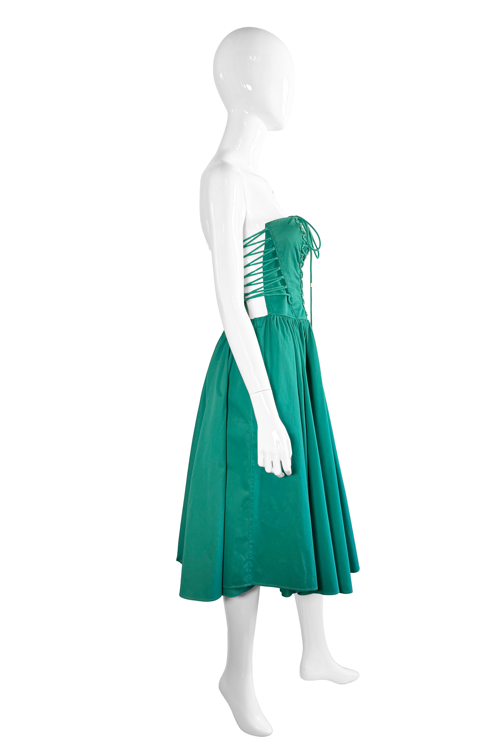 Tina Women's Party Dress | Cotton Strapless Lace-Up - 2