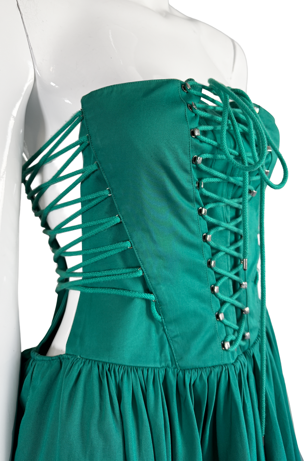 Tina Women's Party Dress | Cotton Strapless Lace-Up - 4