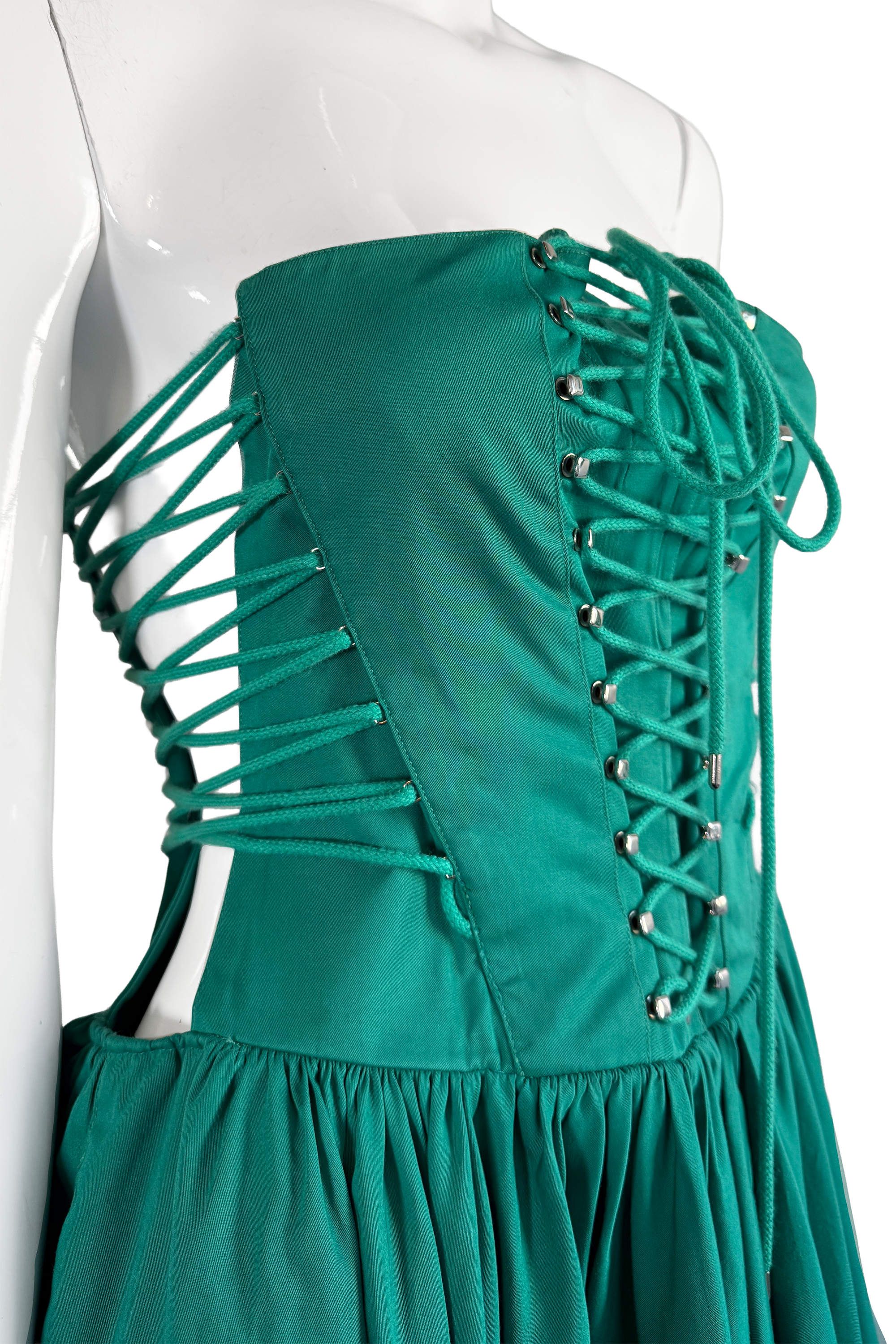 Tina Women's Party Dress | Cotton Strapless Lace-Up - 4