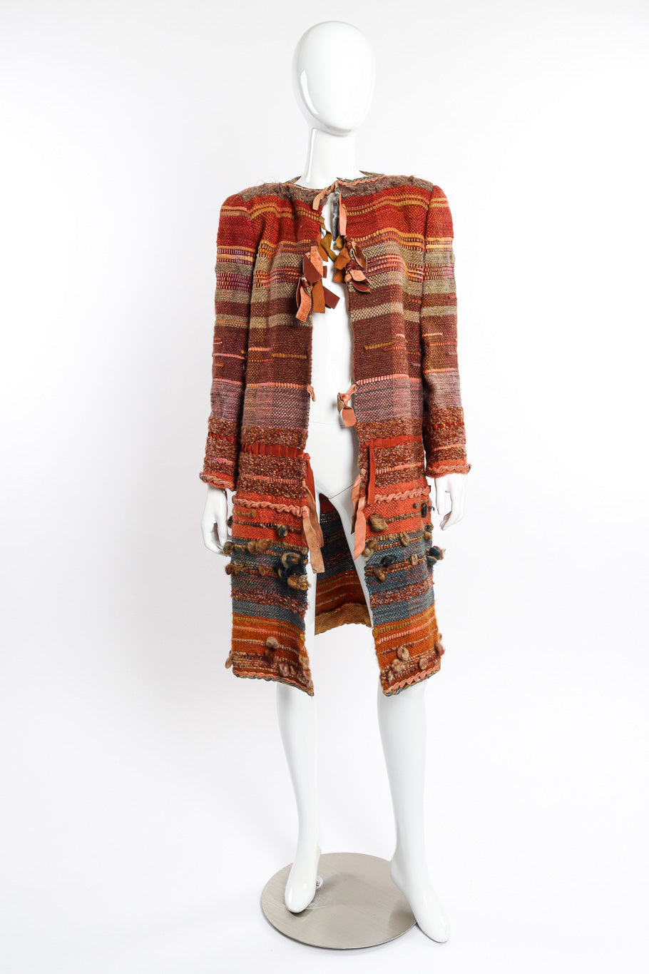Nora Women's Coat | Mixed Knit Design, Vintage Style Winter Coat - 1