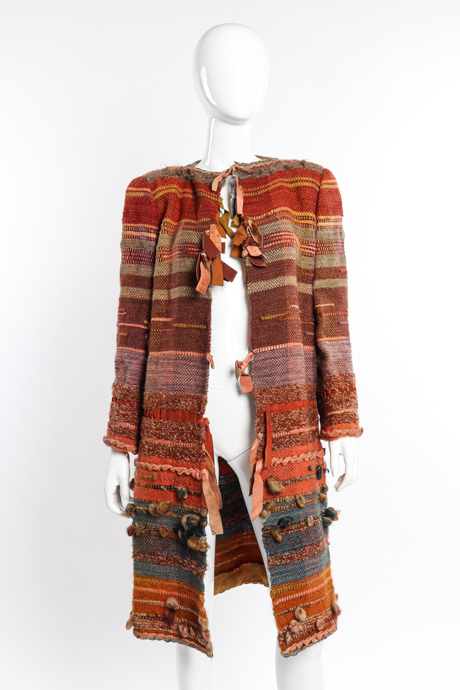 Nora Women's Coat | Mixed Knit Design, Vintage Style Winter Coat - 2