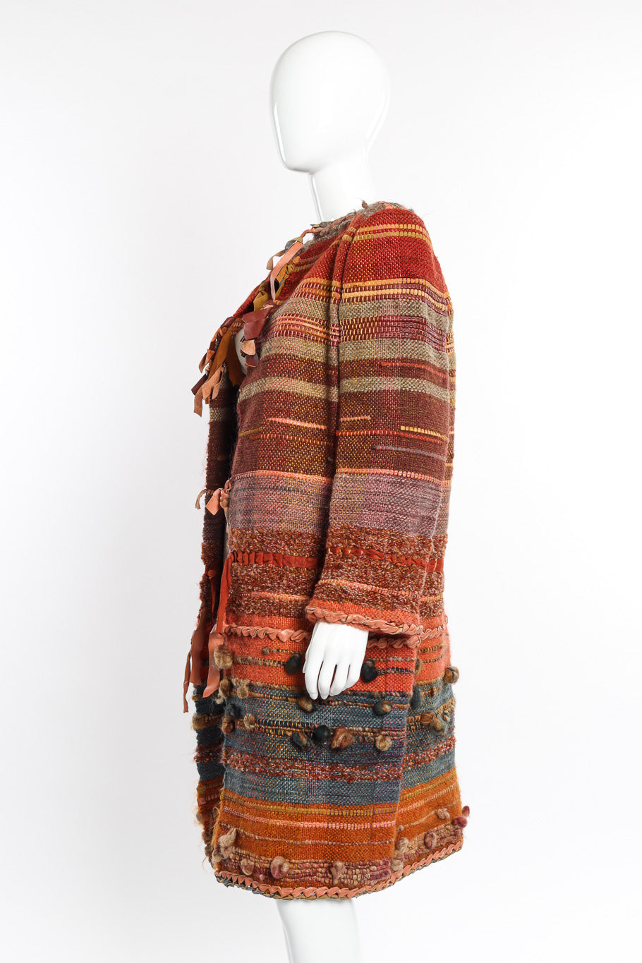 Nora Women's Coat | Mixed Knit Design, Vintage Style Winter Coat - 3