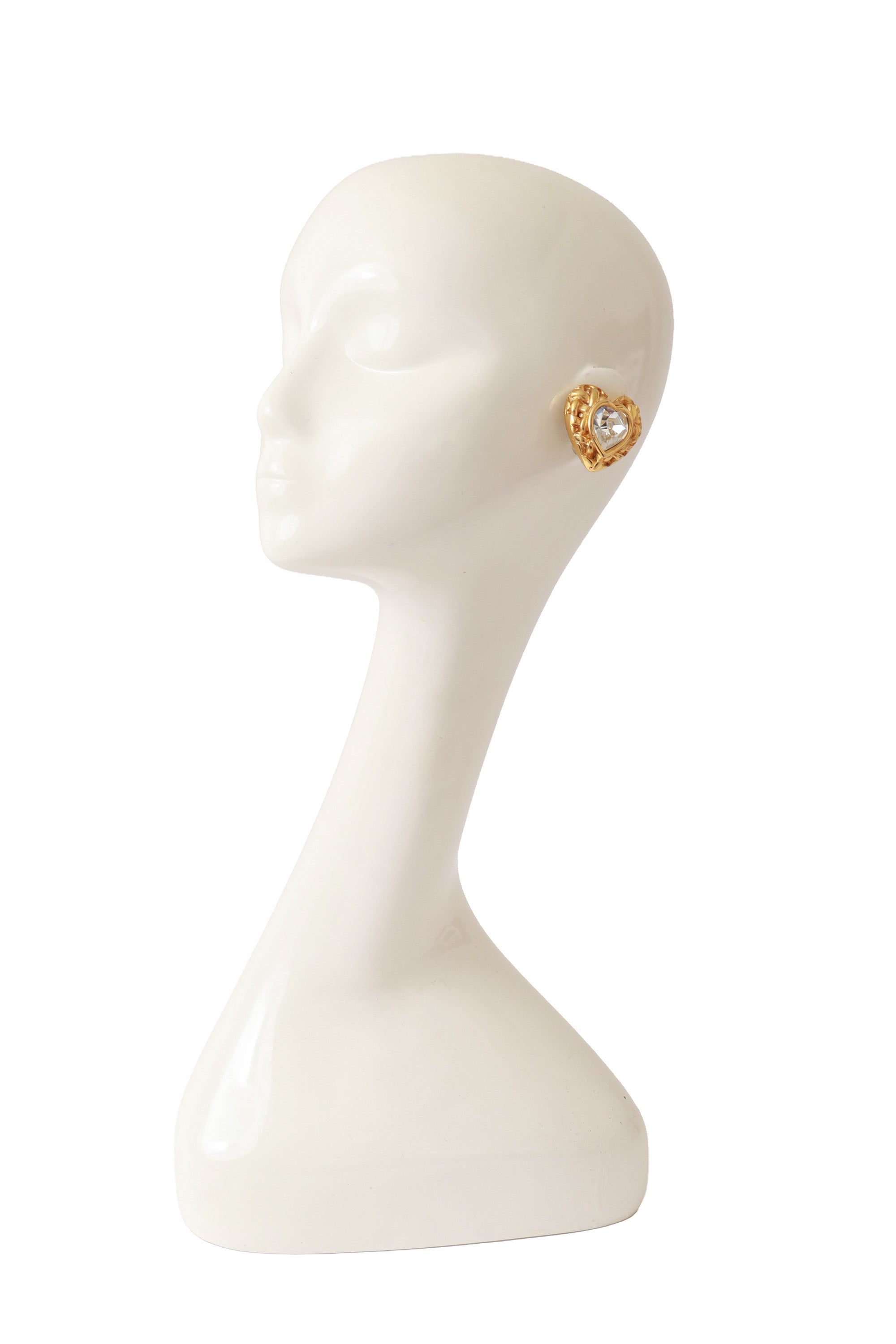 Woven Heart Earrings | Vintage Gold Tone with Crystal Accents - 2