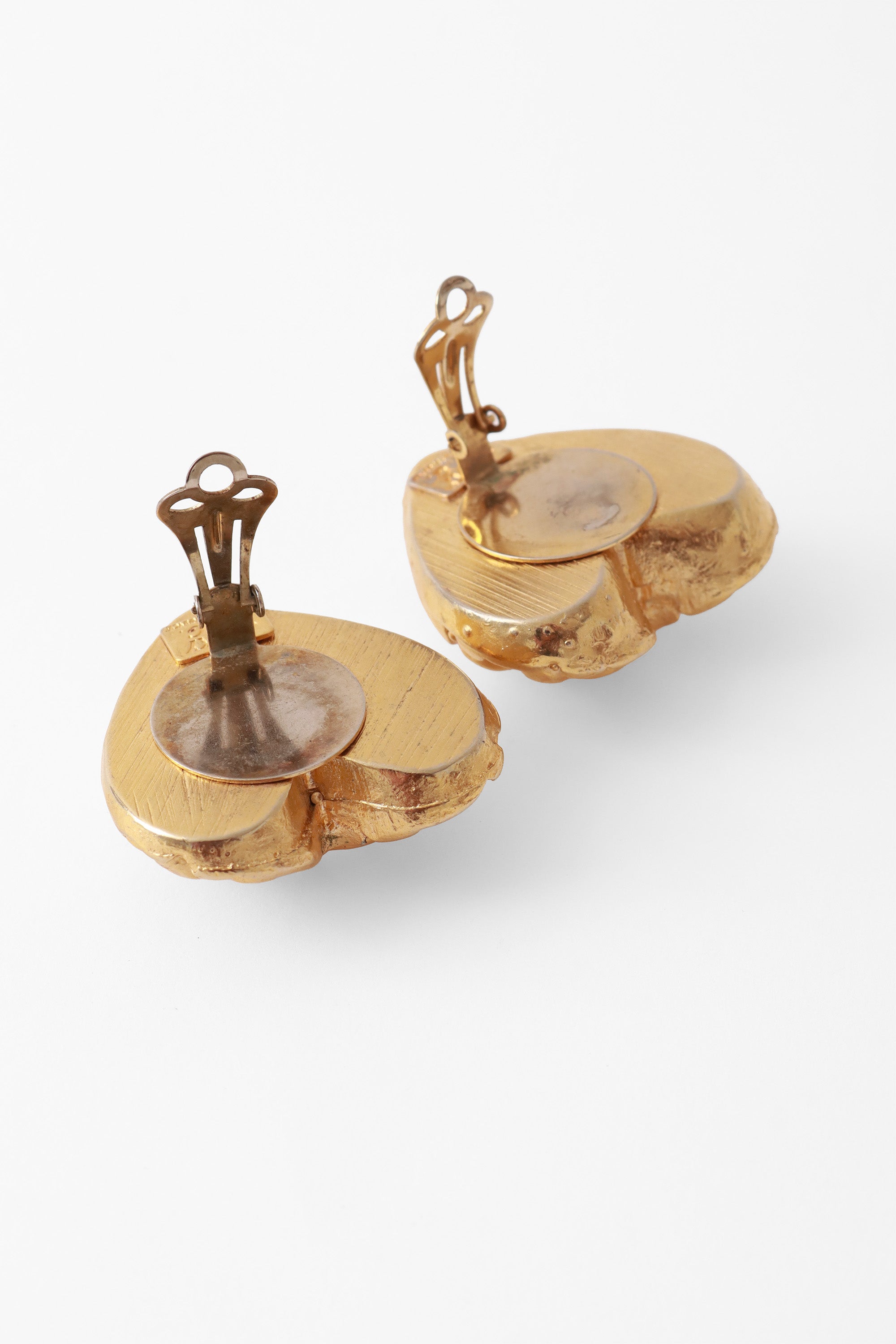 Woven Heart Earrings | Vintage Gold Tone with Crystal Accents - 4