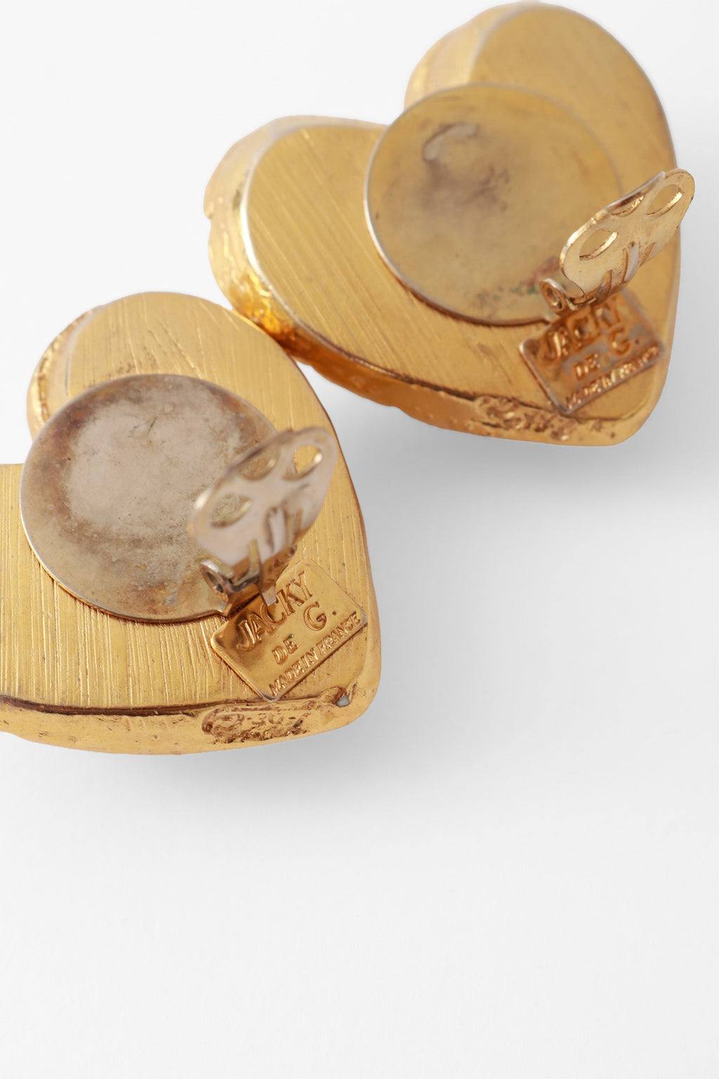 Woven Heart Earrings | Vintage Gold Tone with Crystal Accents - 5