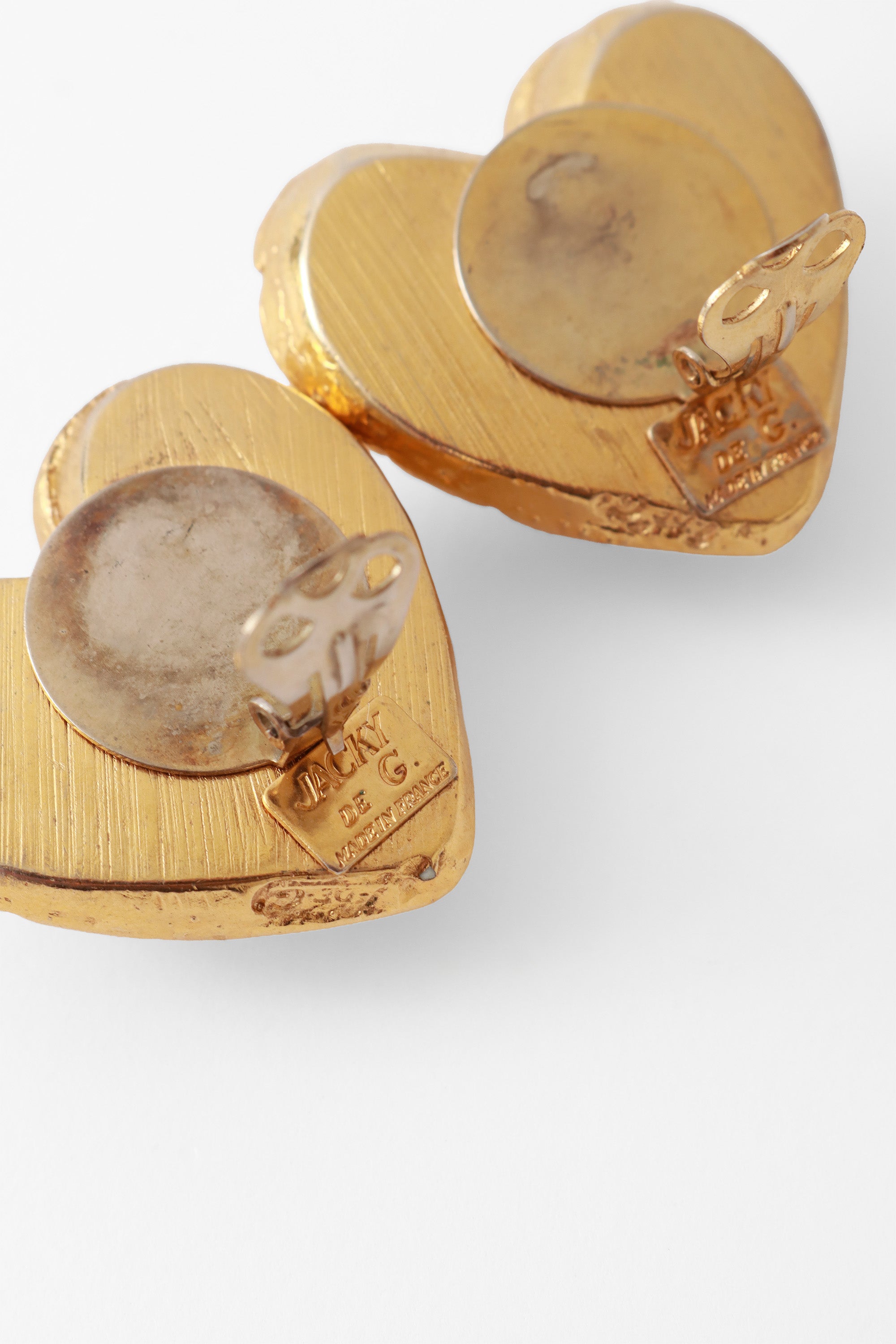 Woven Heart Earrings | Vintage Gold Tone with Crystal Accents - 5